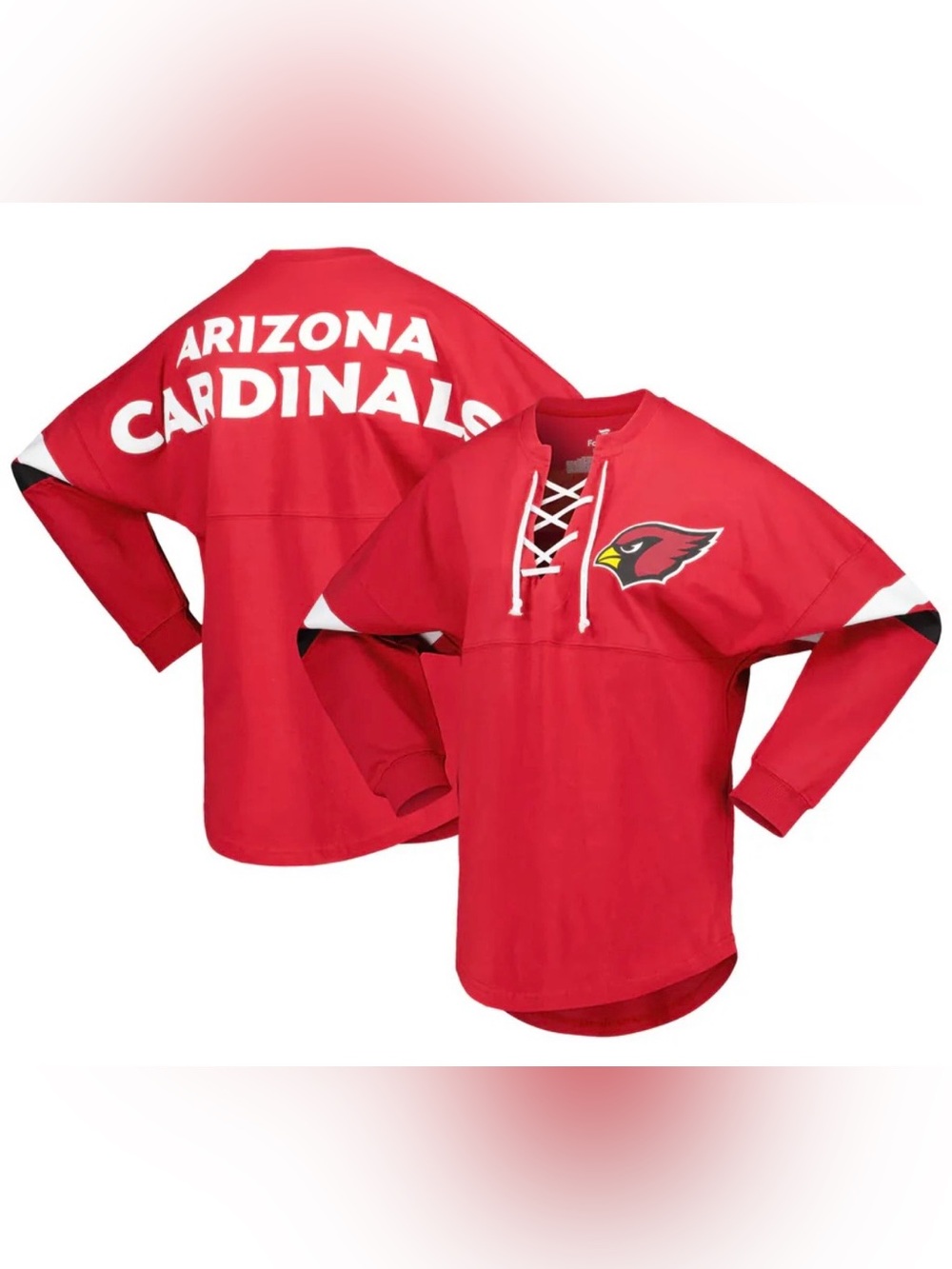Arizona Cardinals Fanatics Women's Spirit Jersey Lace-Up V-Neck Long Sleeve Tee